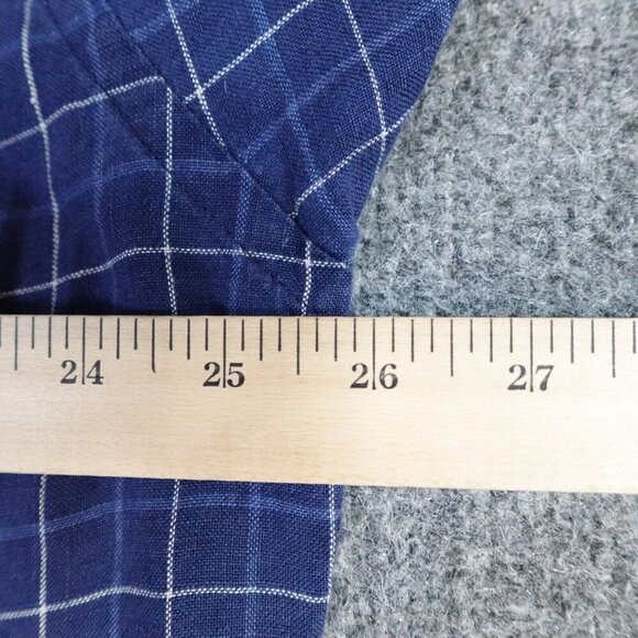 Brooks Brothers Shirt Large Blue Plaid Linen Button Down Vintage - Picture 7 of 9